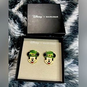 BaubleBar x Disney St. Patrick’s Day, Mickey Mouse Stud Earrings NIB